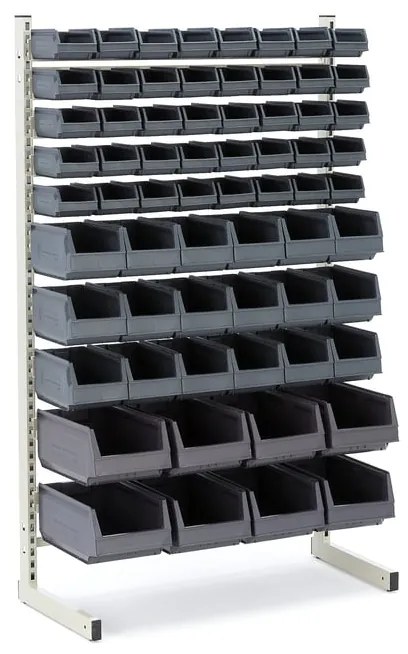 Stojan na náradie, jednostranný, s 66 plastovými boxami