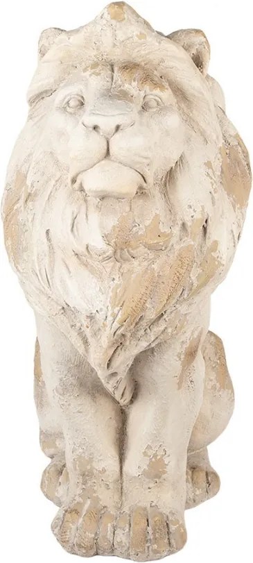 Béžová dekoratívna antik socha leva Lion - 50*30*62 cm