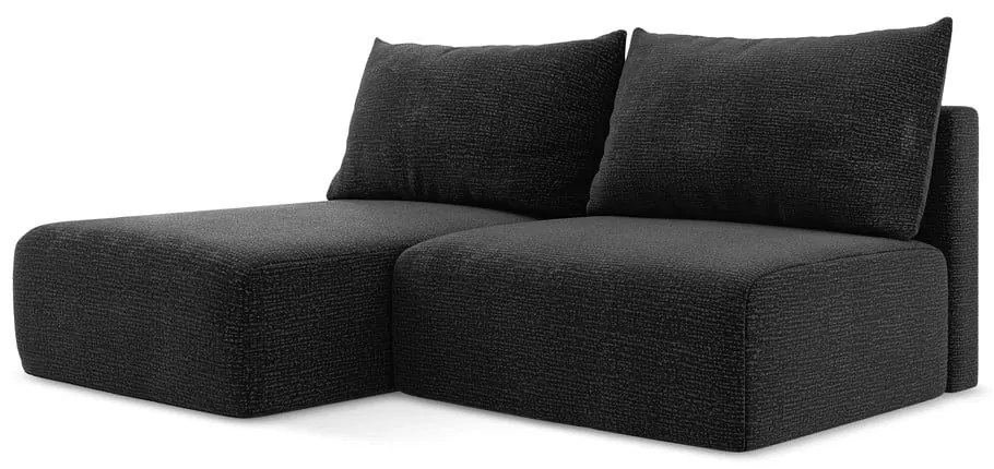 Čierna rozkladacia/s úložným priestorom rohová pohovka (ľavý roh) Kalena – Makamii