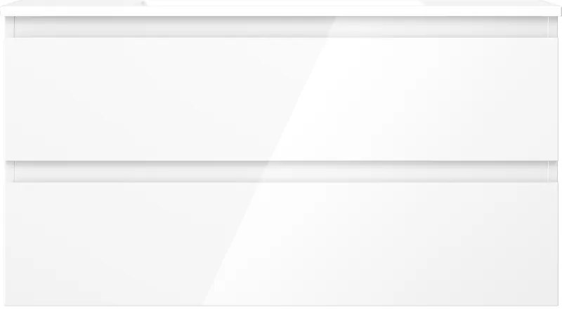 Mexen Orio, kúpeľňová skrinka 90 cm s umývadlom Otis, 2 zásuvky, biela lesklá, 91A10-09047-2-BFF00-W18M00