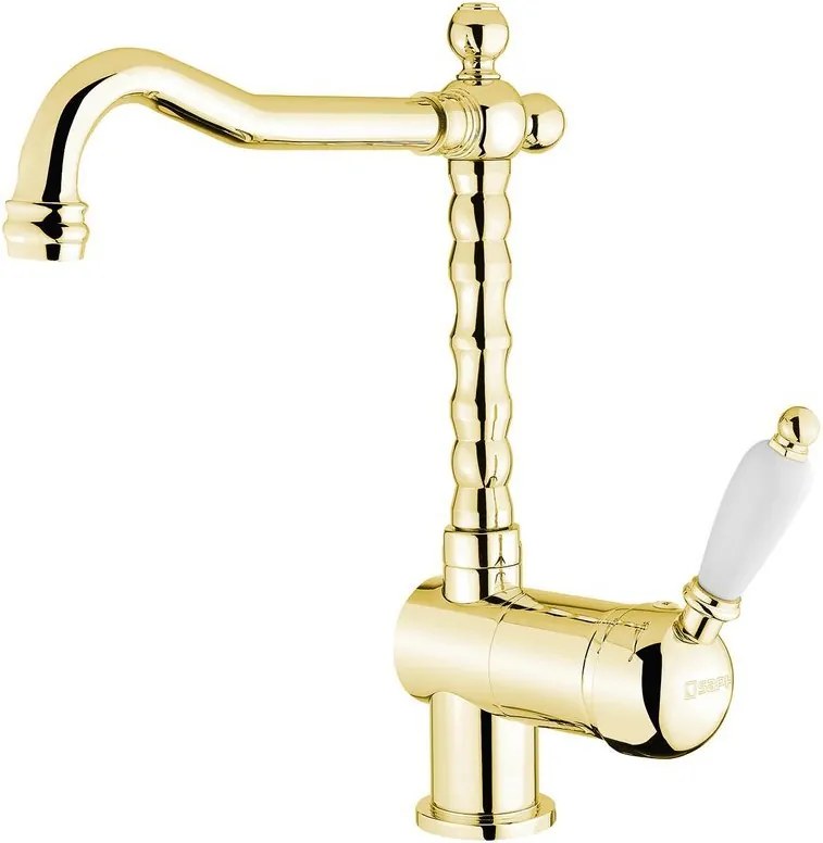 Sapho Sapho, KIRKÉ WHITE stojánkova drezová batéria, biela páčka, zlatá lesklá, KI14BZ