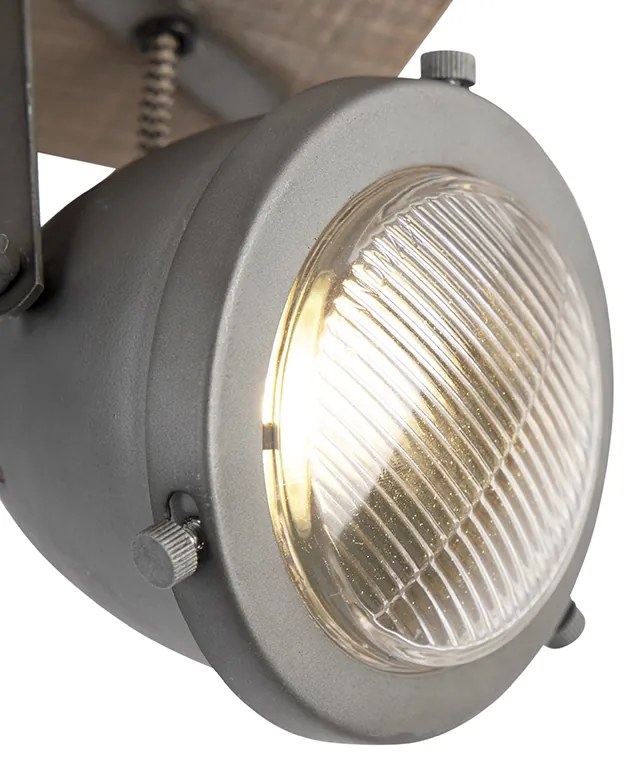 Priemyselné bodové svetlo oceľ s drevom nakloniteľné 3-svetlo - Emado