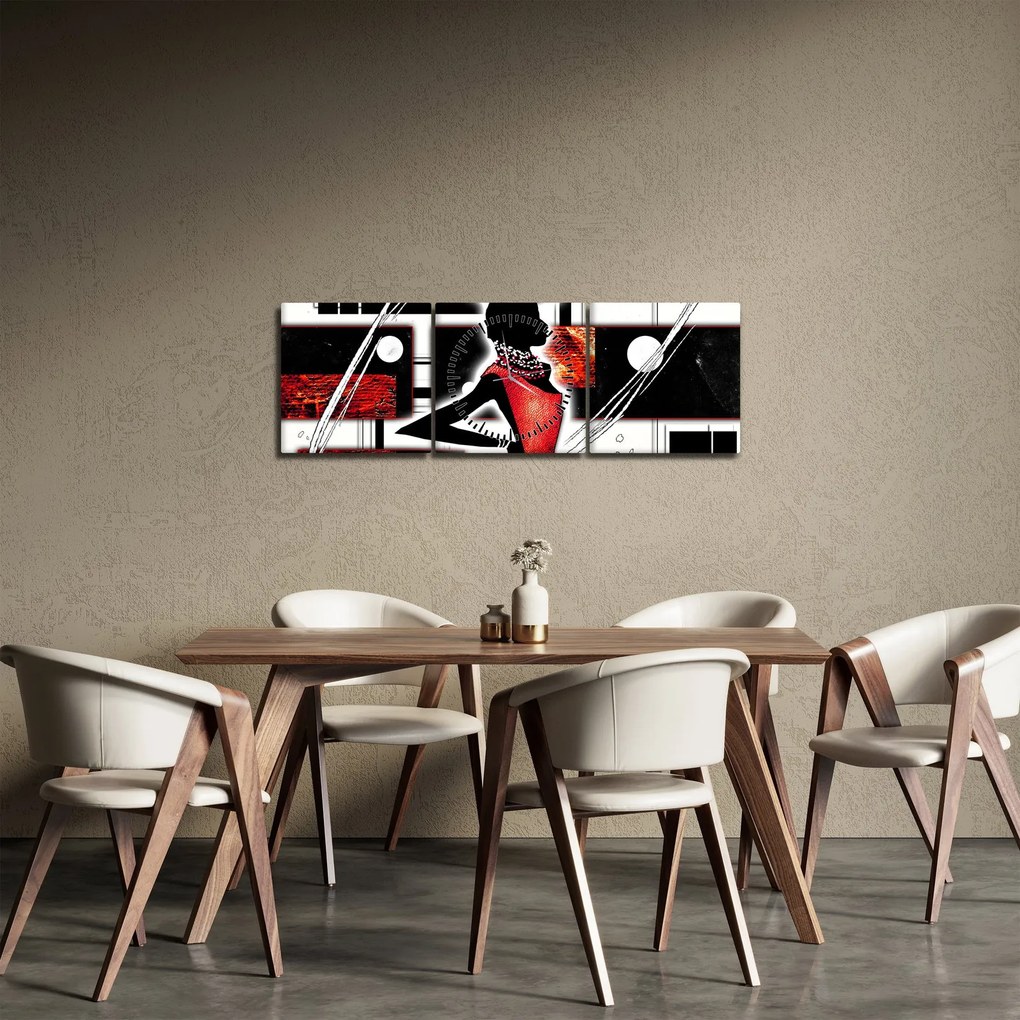 Obraz maľby starovekej dámy (s hodinami) (90x30 cm)