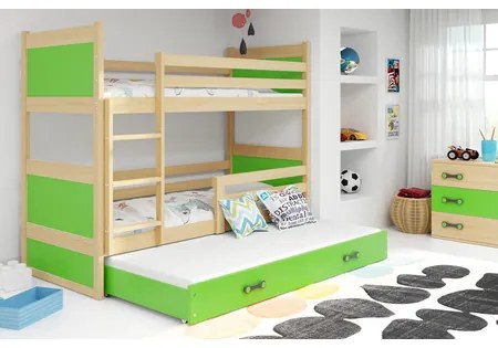 Detská poschodová posteľ s výsuvnou posteľou RICO 200x90 cm Biela Biela