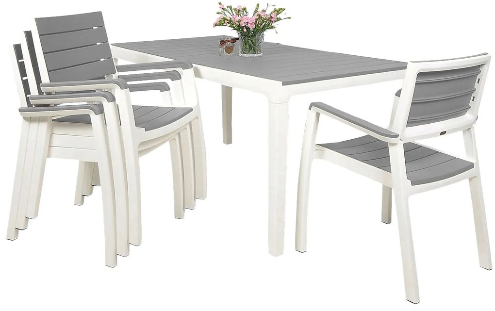 Keter Harmony set stôl + 4 stoličky biela/svetlošedá