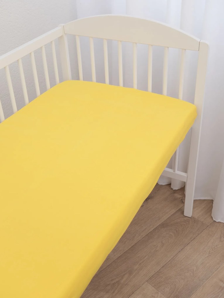 Jersey plachta do postieľky Classic 60 x 120 cm – žltá