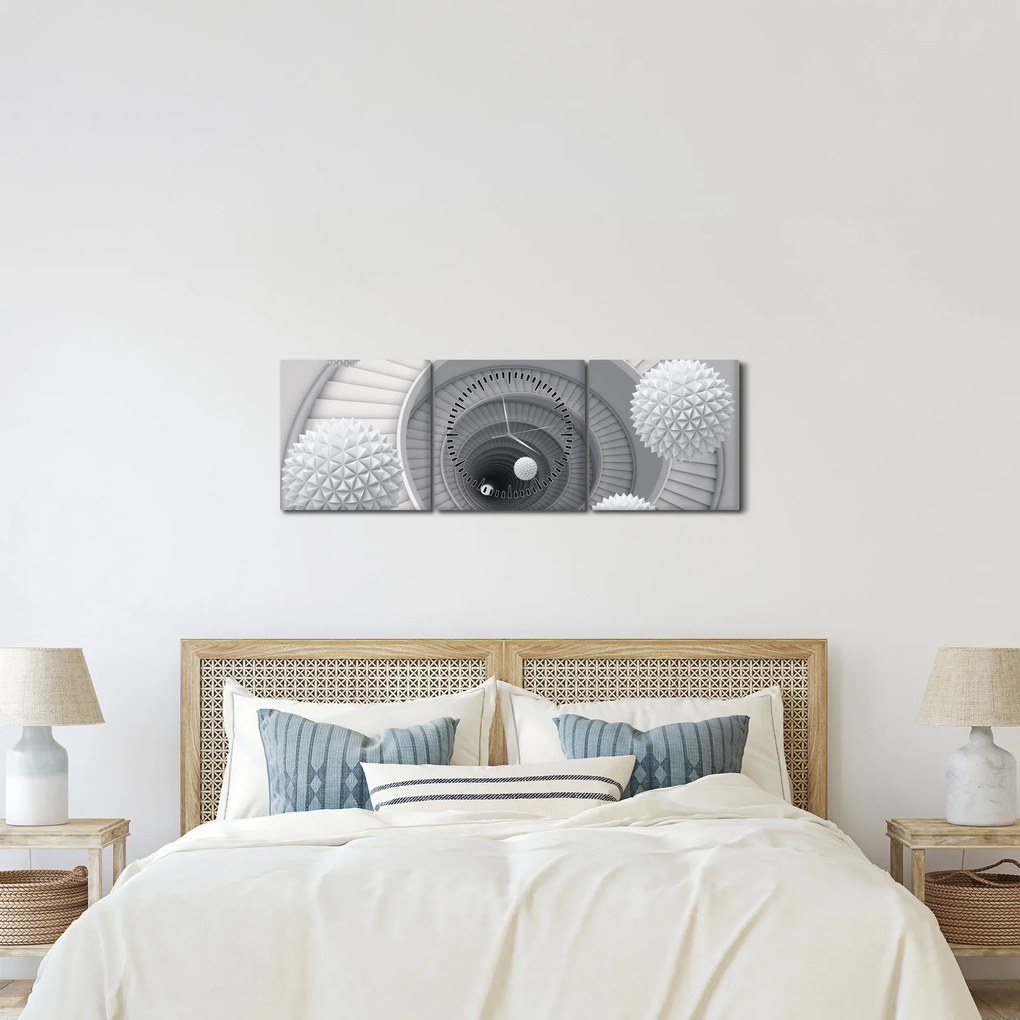 Obraz 3D abstrakcie (s hodinami) (90x30 cm)