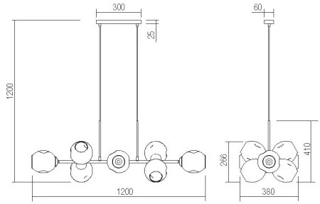 Redo 01-2622 - Luster na lanku PIERCE 8xE27/42W/230V čierna/dymová