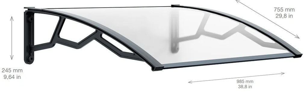 ARTPLAST Vchodová strieška 80x100cm, číra