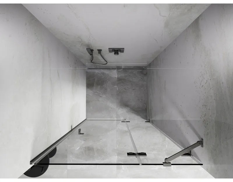 Mexen, Mexen Lunar pravé otočné sprchové dvere 125 cm, transparentné, brúsený nikel - 834-125-000-97-00-P