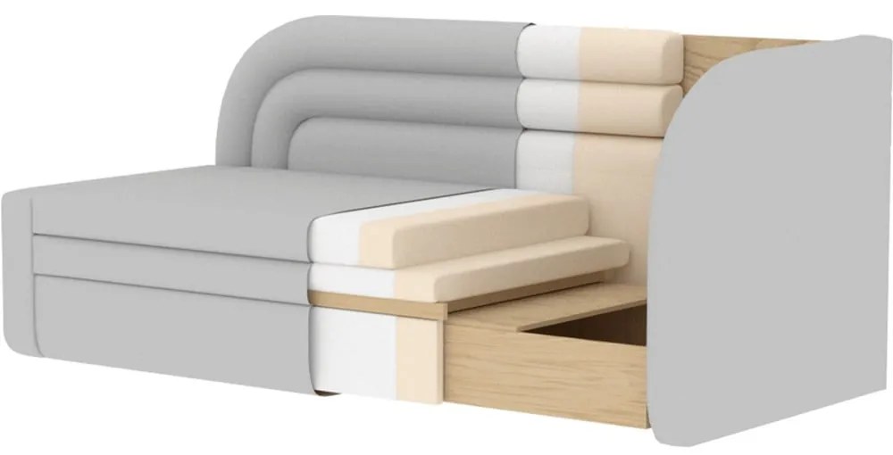 Taupe zamatová rozkladacia/s úložným priestorom pohovka pravý roh 223 cm Fabillo – ELTAP