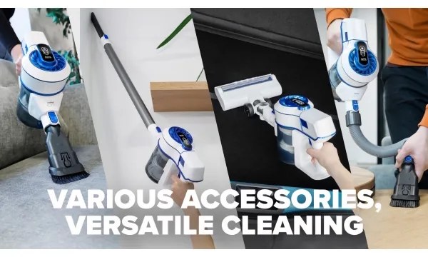 Niceboy ION Hurricane H5- Bezdrôtový tyčový vysávač 2v1 150W/2200 mAh biela/modrá