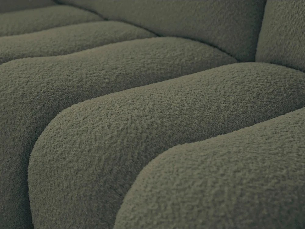 Zelená rohová pohovka z textílie buklé (ľavý roh/s leňoškou) Azra – Bobochic Paris