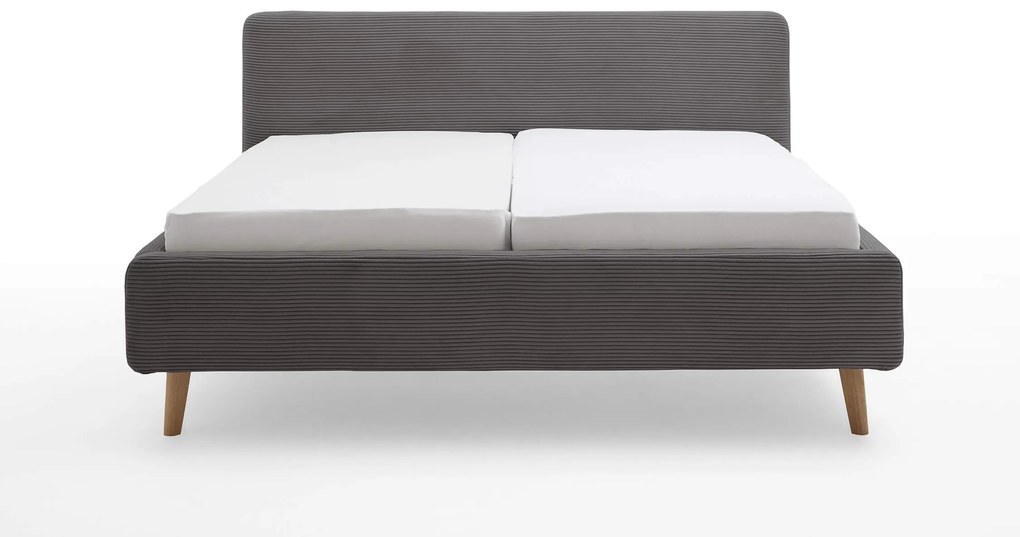 Čalúnená posteľ taupe s úložným priestorom 160 x 200 cm menčester sivá MUZZA