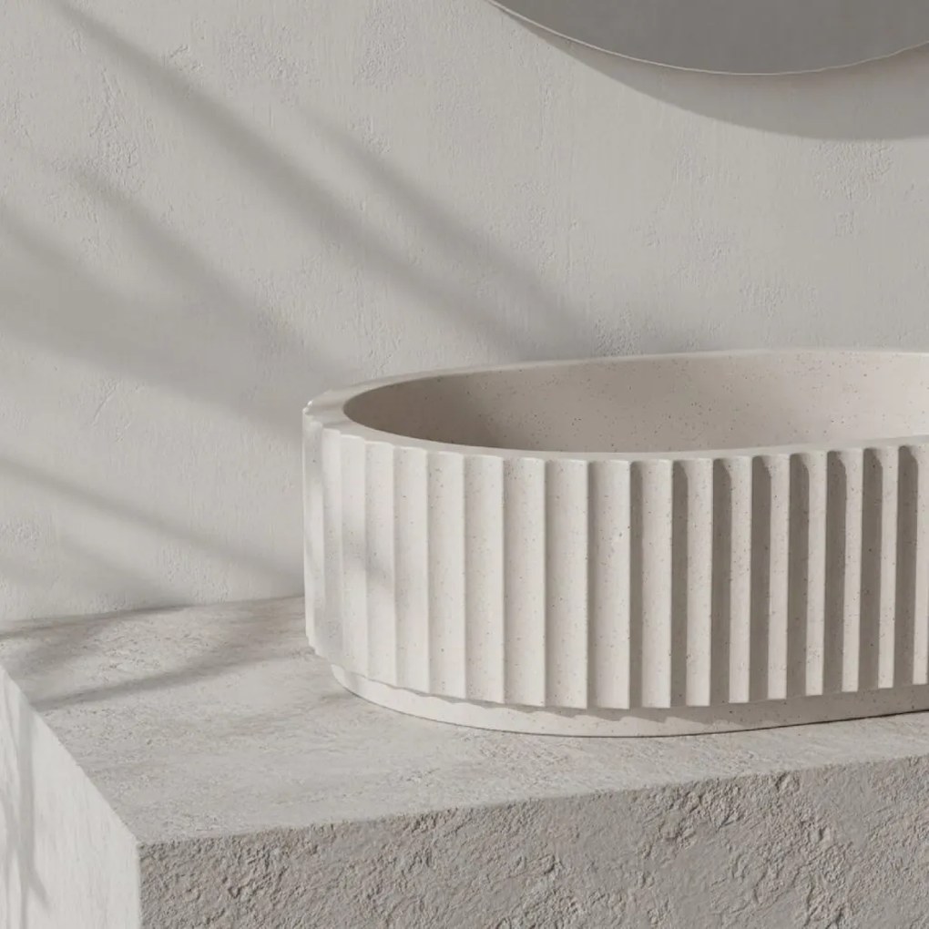 Rea Margaret, umývadlo na dosku 490x355x125 mm, béžová-sivá, REA-U7343