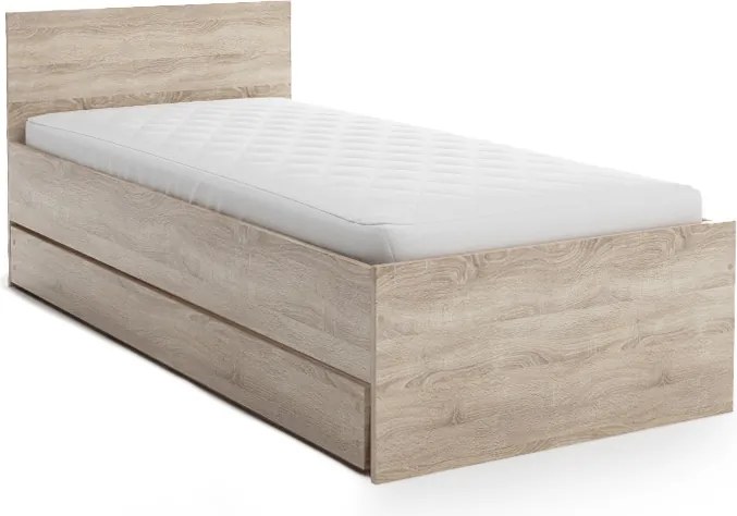 Posteľ ELISA 90 x 200 cm, dub sonoma Rošt: Bez roštu, Matrac: Matrac SOMMERA 18 cm