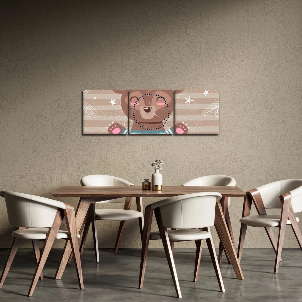 Obraz - Milujúci medvedík (s hodinami) (90x30 cm)