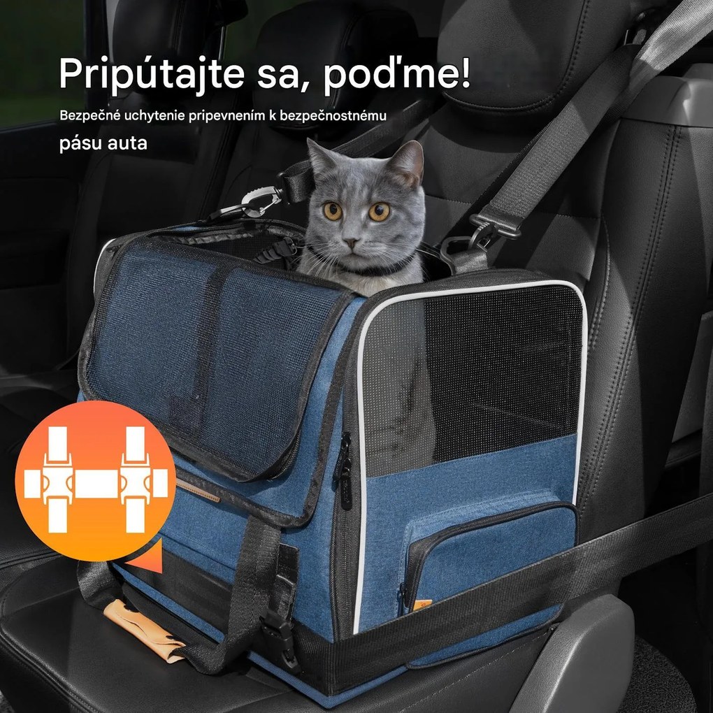 InternetovaZahrada Prenosná taška pre mačky 44x34x31 cm - modrá