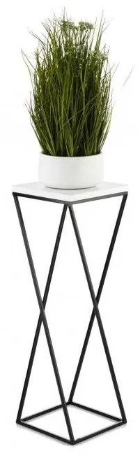 HowHomely Stojan na kvety LOFT 70x24 cm čierna/biela 10-1631-70-BW-MDF