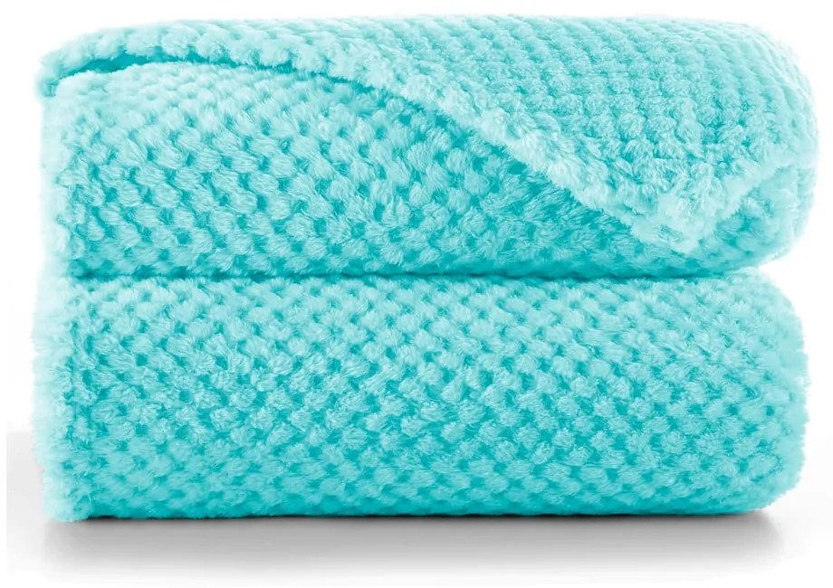 Tyrkysový pléd z mikrovlákna DecoKing Henry, 210 × 170 cm
