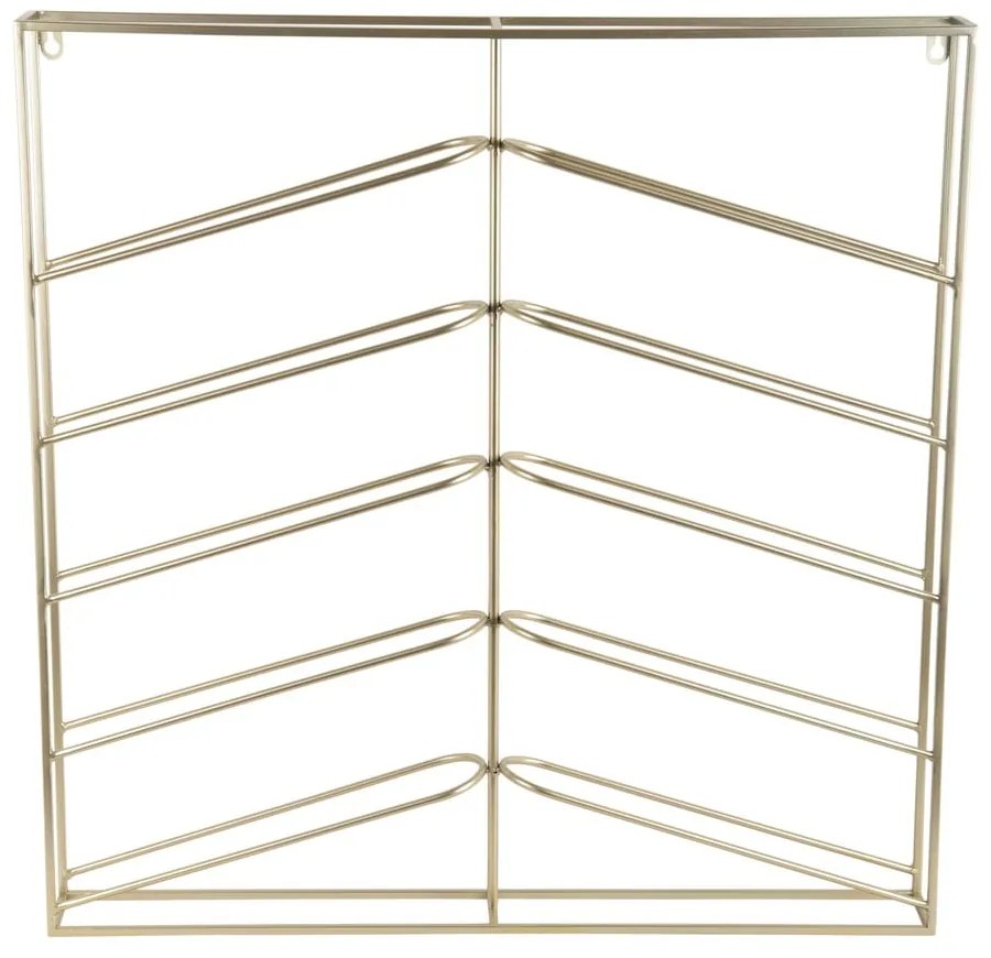 Nástenný kovový regál na víno v zlatej farbe počet fliaš 10 67x66x7,5 cm Cuadro – PT LIVING