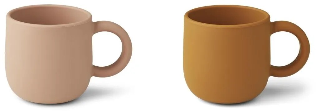 LIEWOOD Detské silikónové hrnčeky Merce Mustard/Dark Rose – set 2 ks