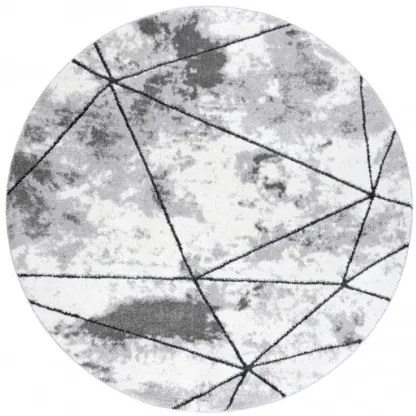 Koberec COZY Polygons kruh, geometrický - sivý