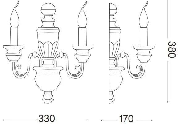 Ideal Lux - Nástenná lampa FIRENZE 2xE14/40W/230V biela/zlatá