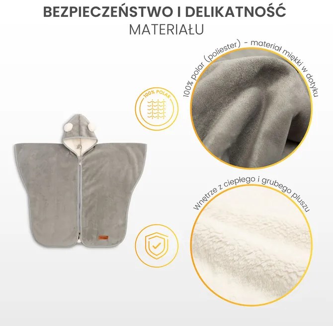 SENSILLO Pončo do autosedačky GRAPHITE PLUSH