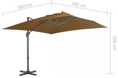 vidaXL Závesný slnečník s hliníkovou tyčou 300x300 cm hnedo-sivý-