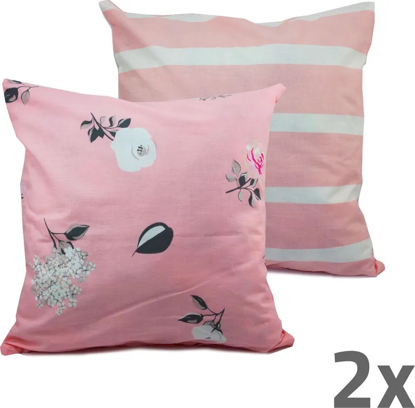 Home Elements Povlak na vankúš obojstranný, sada 2 ks, ružový