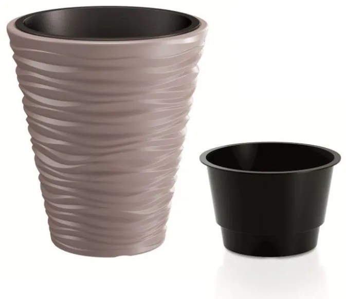 Kvetináč Small Sand s vložením svetlohnedý