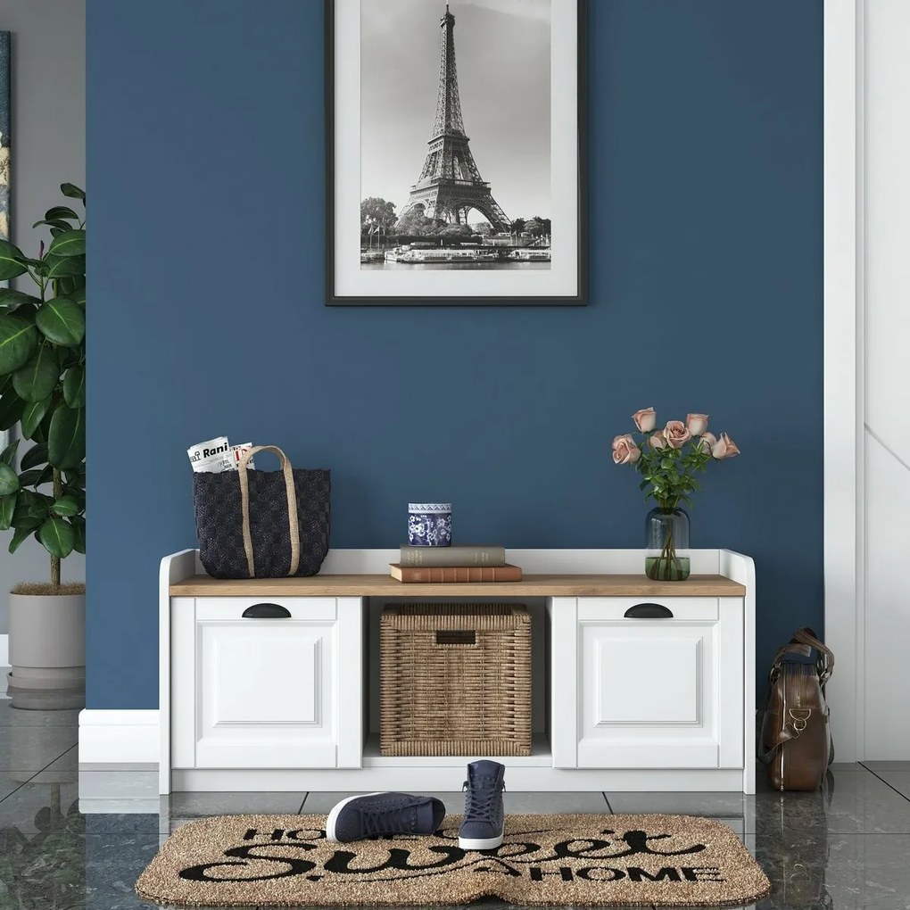 Skrinka na topánky Pilo White and Walnut