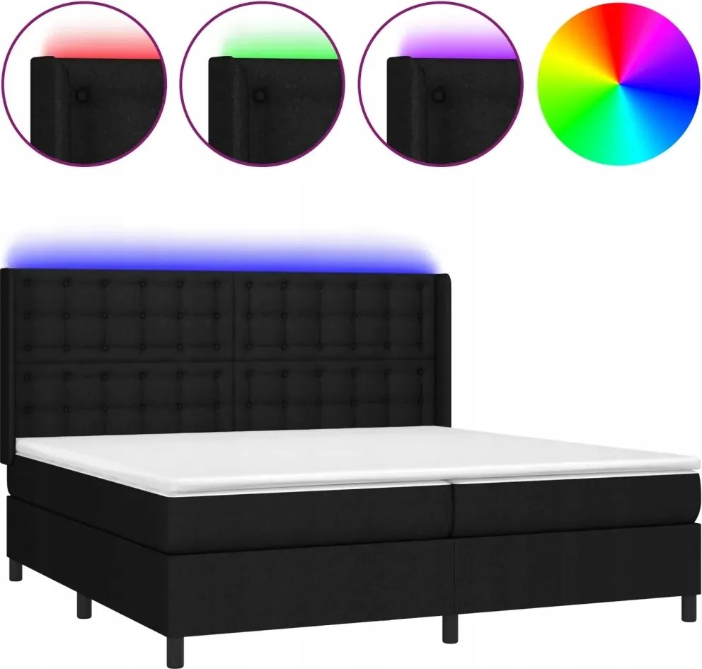 vidaXL Kontinentálna posteľ s matracom, čierna, 200 x 200 cm, látka