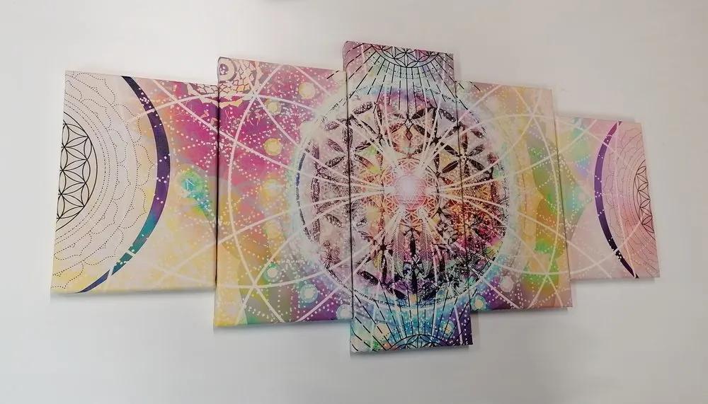 5-dielny obraz Mandala v zaujímavom prevedení - 200x100