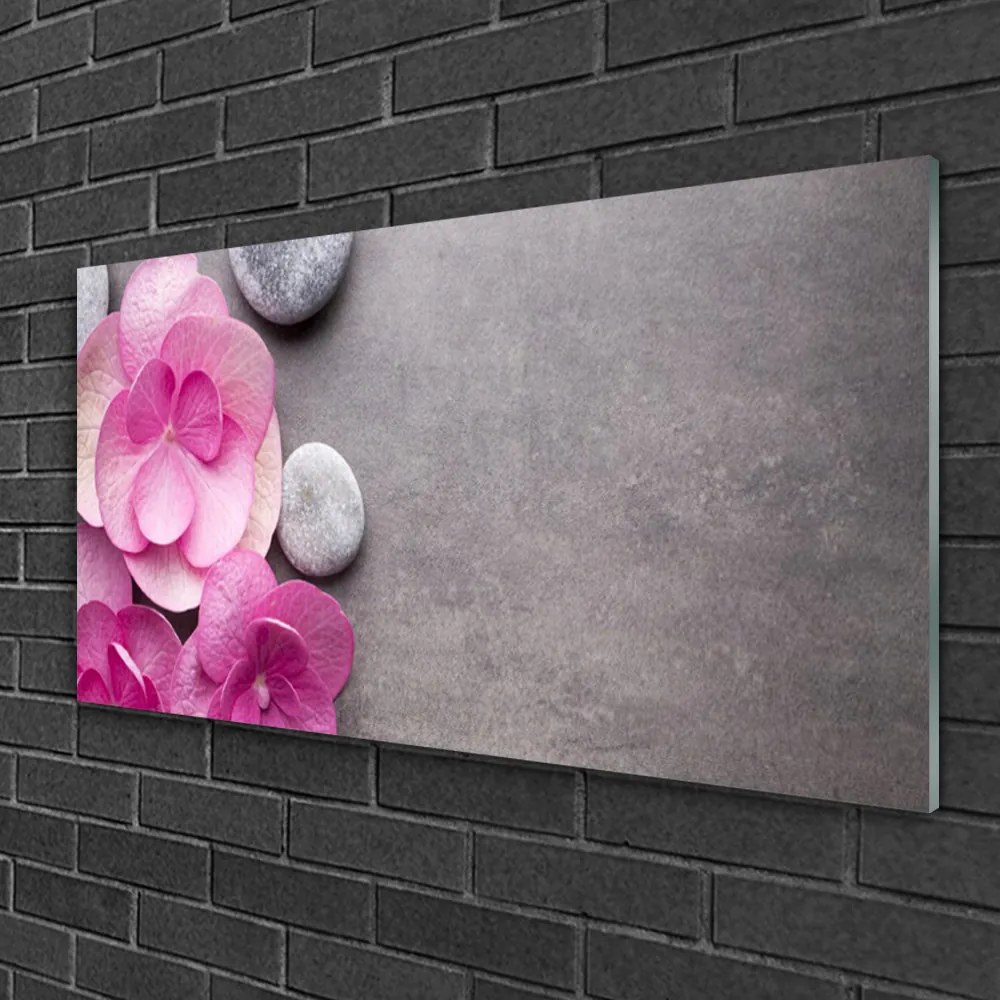 Skleneny obraz Kvety kamene zen kúpele 140x70 cm