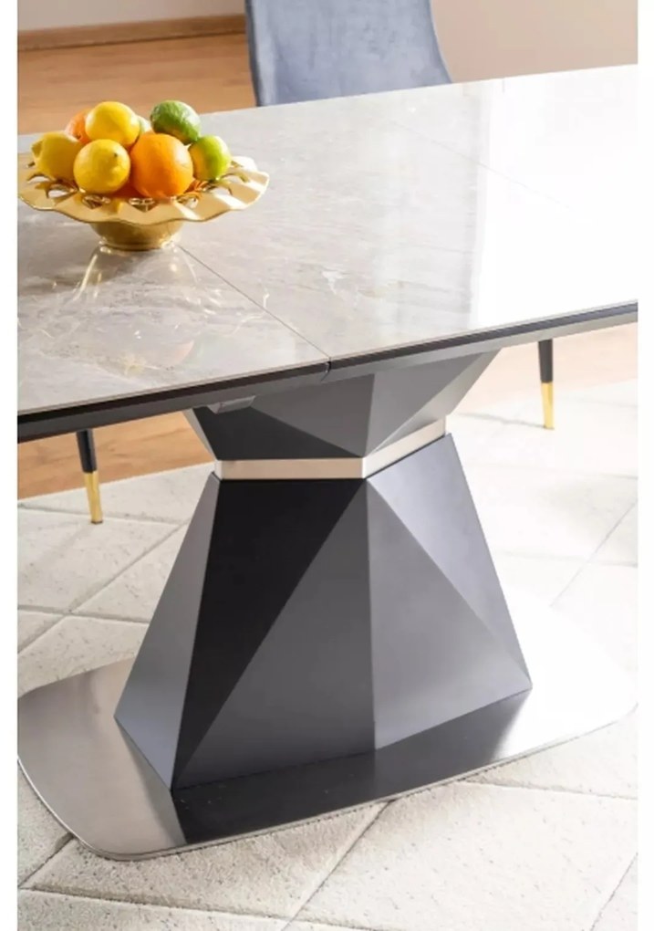 Rozkládací jídelní stůl Cortez 160/210 cm šedý mramor/antracitový