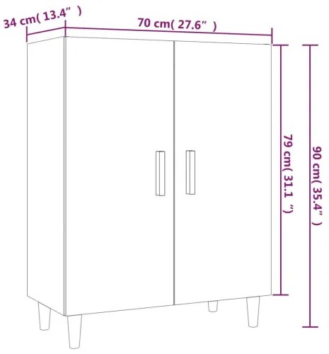 vidaXL Komoda biela 70x34x90 cm spracované drevo-