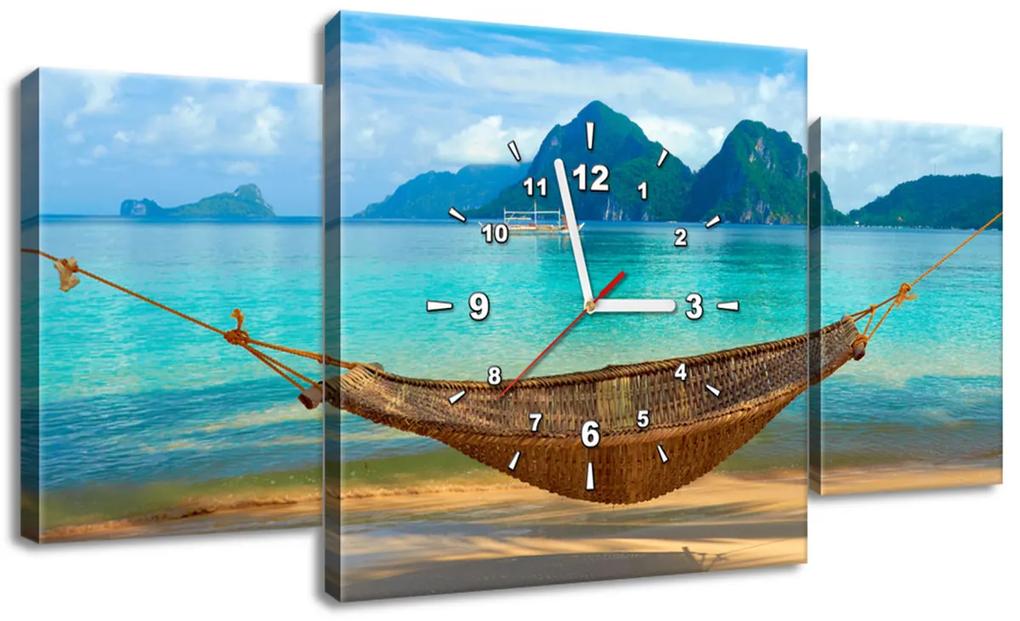 Gario Obraz s hodinami Relax na pláži 80x40cm Veľkosť: 80 x 40 cm