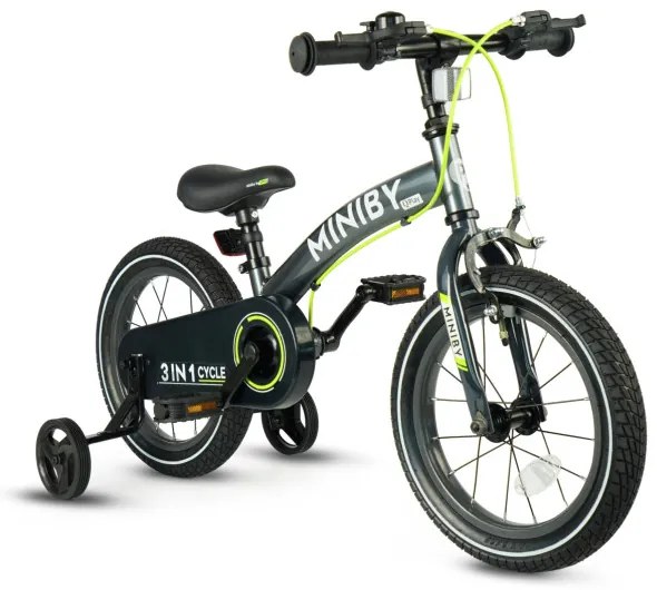 Detský bicykel Miniby 14" sivý