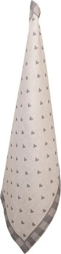 Tea Towel 50x70 cm Beige Grey Cotton Hearts - 50*70 cm
