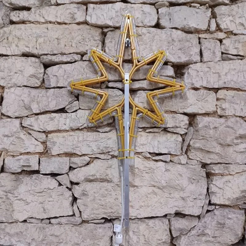 DECOLED LED světelná hvězda na vrchol stromu 3D tisk, 35 x 50 cm, teple bílá