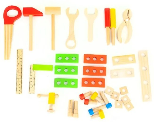 ECOTOYS Detské drevené náradie v skrinke Malý Opravár