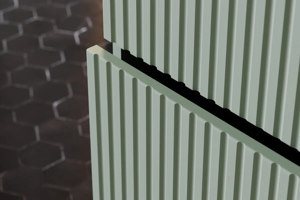 Závesná skrinka Line Reed Green so zápustným umývadlom 80 cm zelená/biela