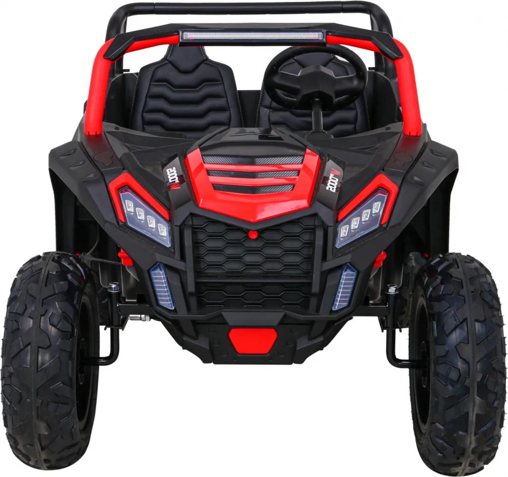 Ramiz Silná pretekárska štvorkolka pre 2 deti Červená + Bezkartáčový motor + Nafukovacie kolesá + LED zvuk