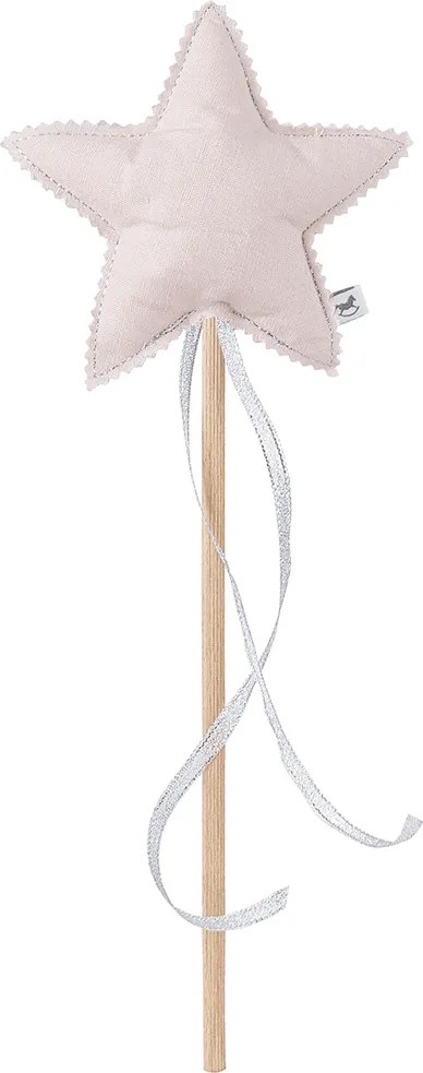 Ľanový kúzelný prútik púdrovo ružový so striebrom