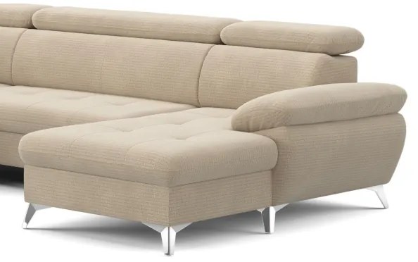 Rozkladacia rohová sedačka do U CATANIA ľavá s úložným priestorom béžová