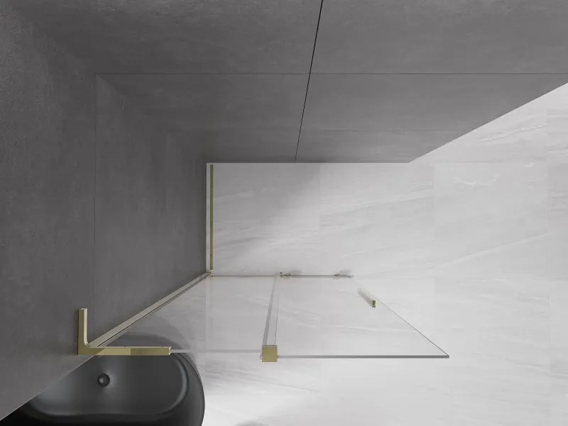 Mexen Velar L, posuvná sprchová zástena Walk-in 120 x 200 cm, 8mm číre sklo, zlatá lesklá, 871-120-003-03-50