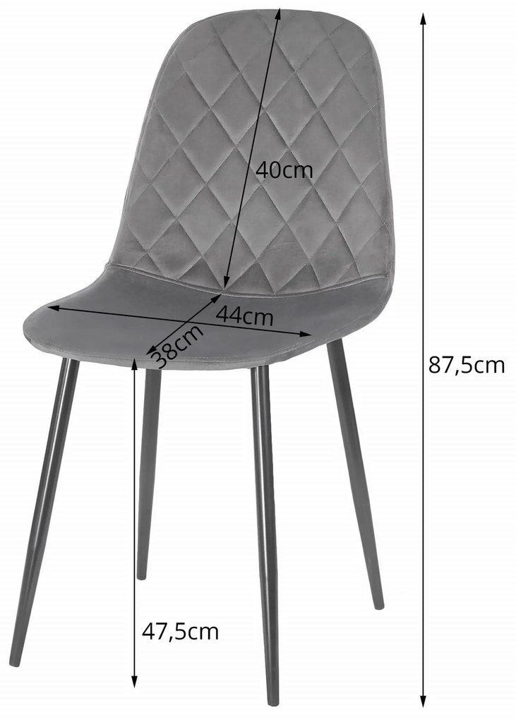 Jedálenská súprava 1 + 4, čierny stôl ADRIA 120x80 cm + čierna zamatová stolička ASTI s čiernymi nohami