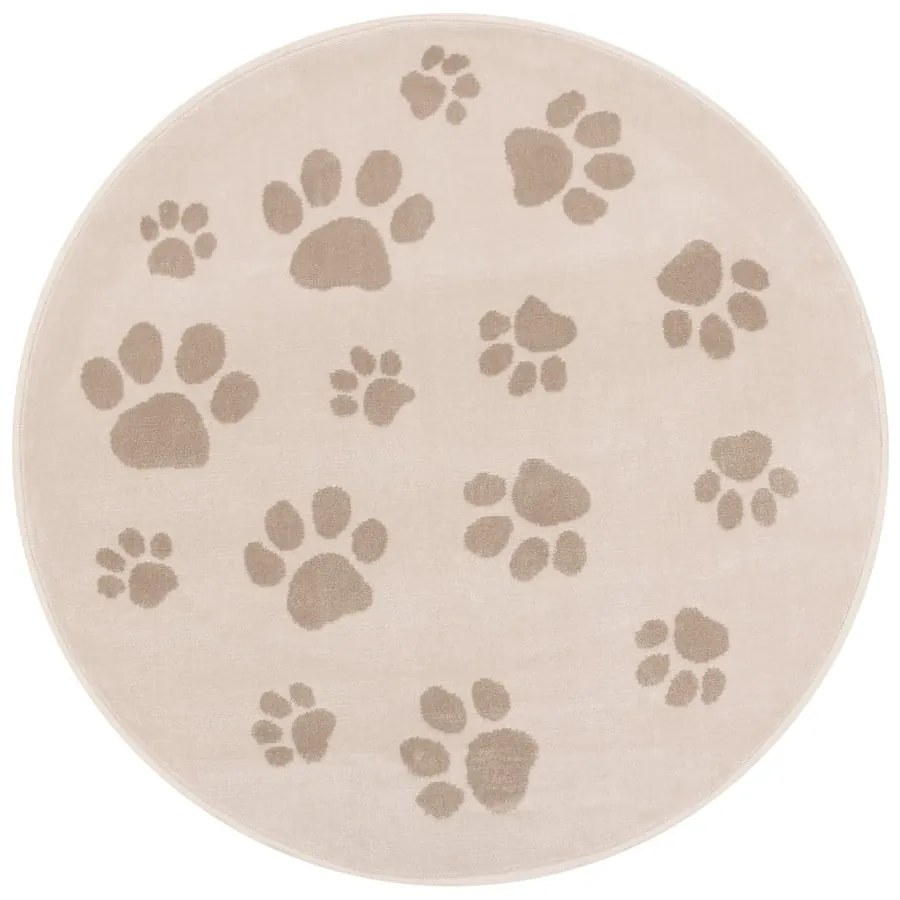 Béžový detský koberec ø100 cm Paws Light Beige – FD